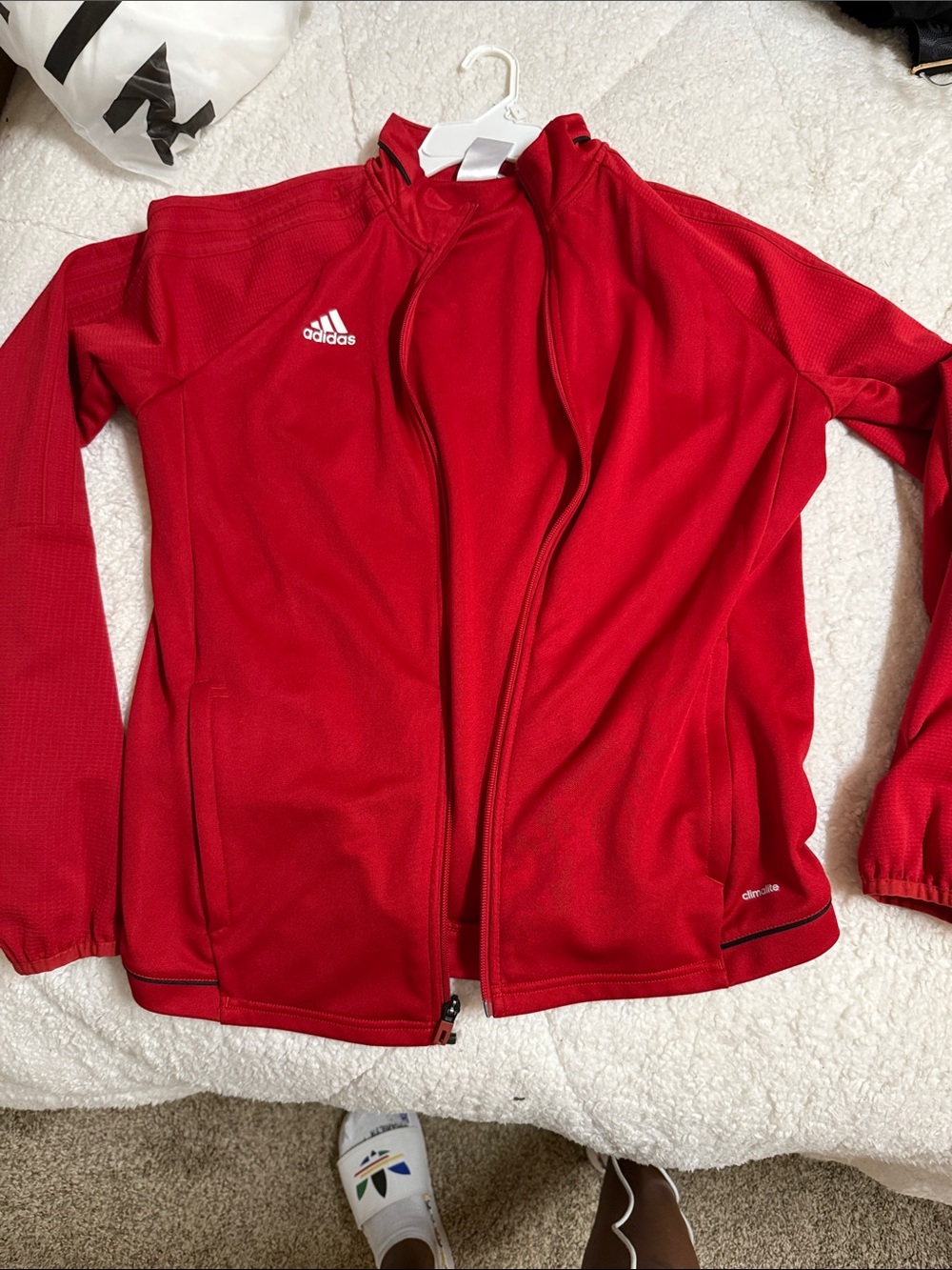 adidas womens Red Full-Zip Athletic Jacket